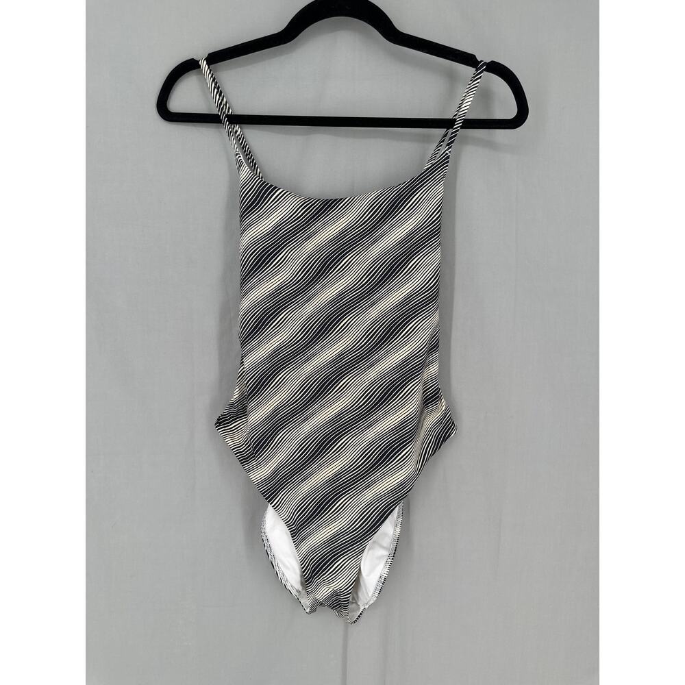 Everlane Black and White Striped One-Piece Swimsuit